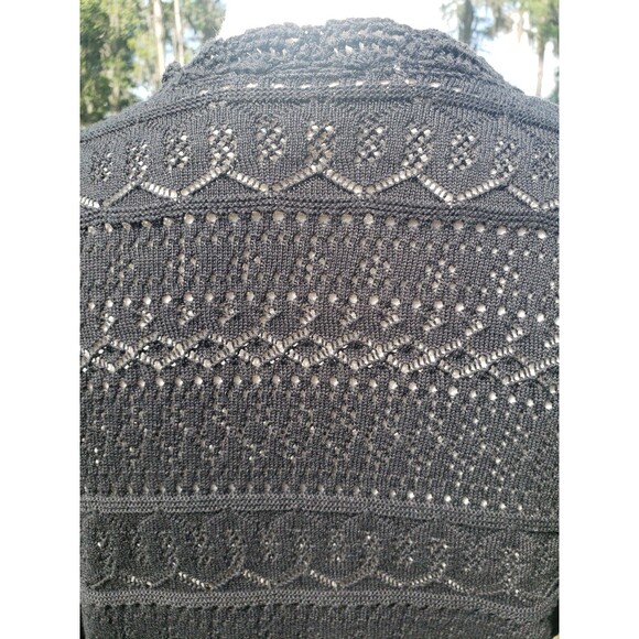 LA MAILLE SEZANE Keyla Black Cardigan Sz Sm Crochet Knit EUC 100% Organic Cotton - Picture 12 of 16